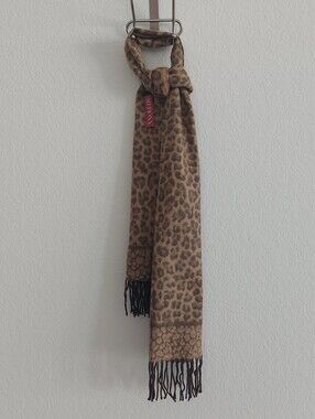 MERONA Leopard Print Fringe Scarf NWT